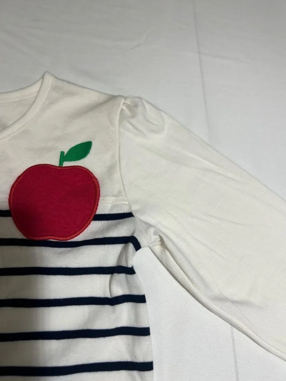 Gymboree Girls 12 White Striped Apple Pocket Long Sleeve Top Head of the Class